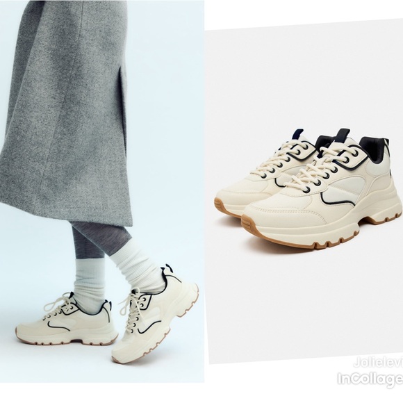 ZARA CONTRASTING DETAIL RUNNING SNEAKERS - Picture 1 of 5